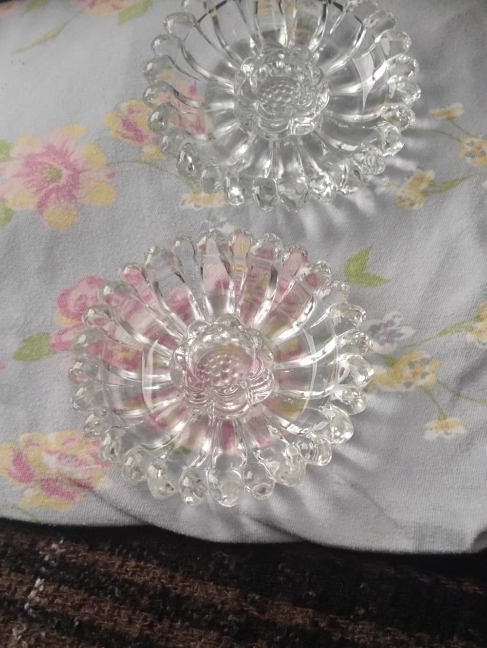 Clear Glass Floral Dish - Decorative Home Accent